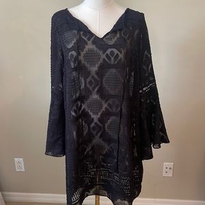 Anthropologie Floreat Sheer Dress with Embroidery Size 6